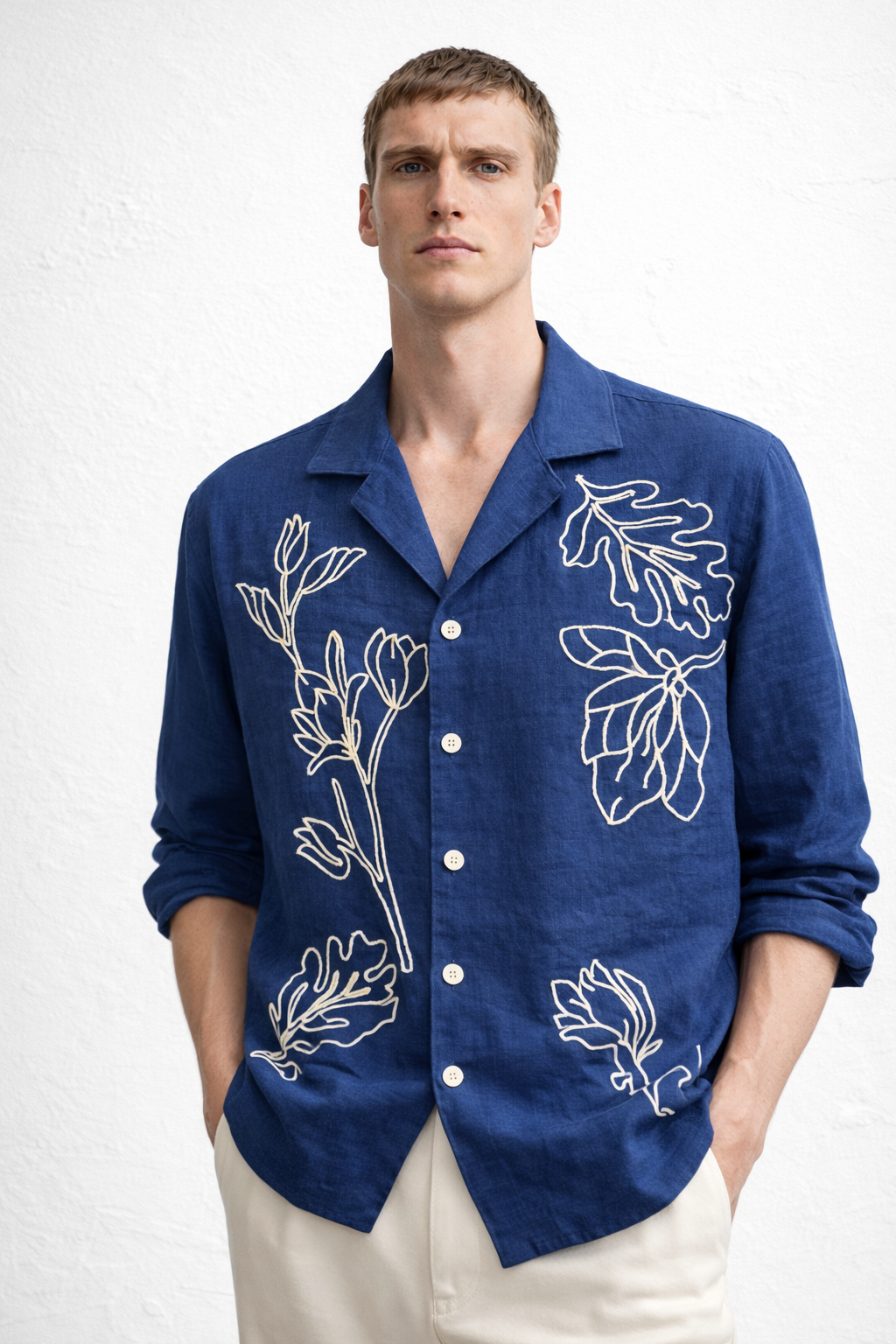EBONY FLOWER SHIRT BLUE