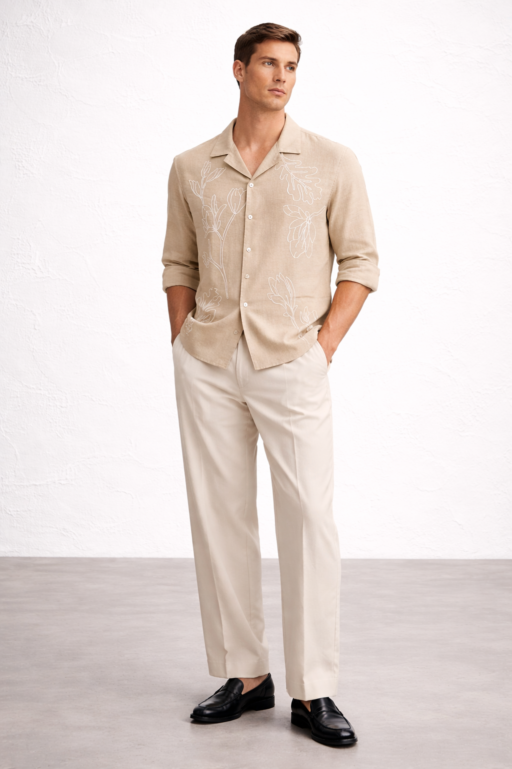 EBONY FLOWER SHIRT BEIGE