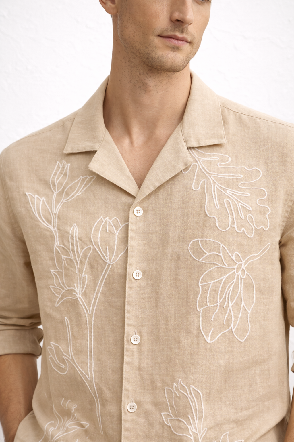 EBONY FLOWER SHIRT BEIGE
