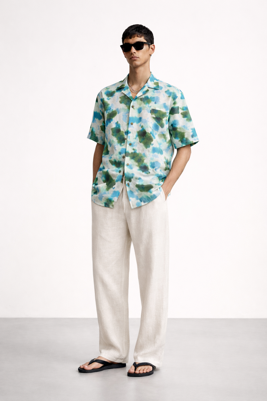 BLUE GREEN FLORAL SHIRT