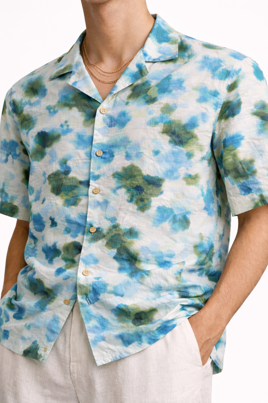 BLUE GREEN FLORAL SHIRT