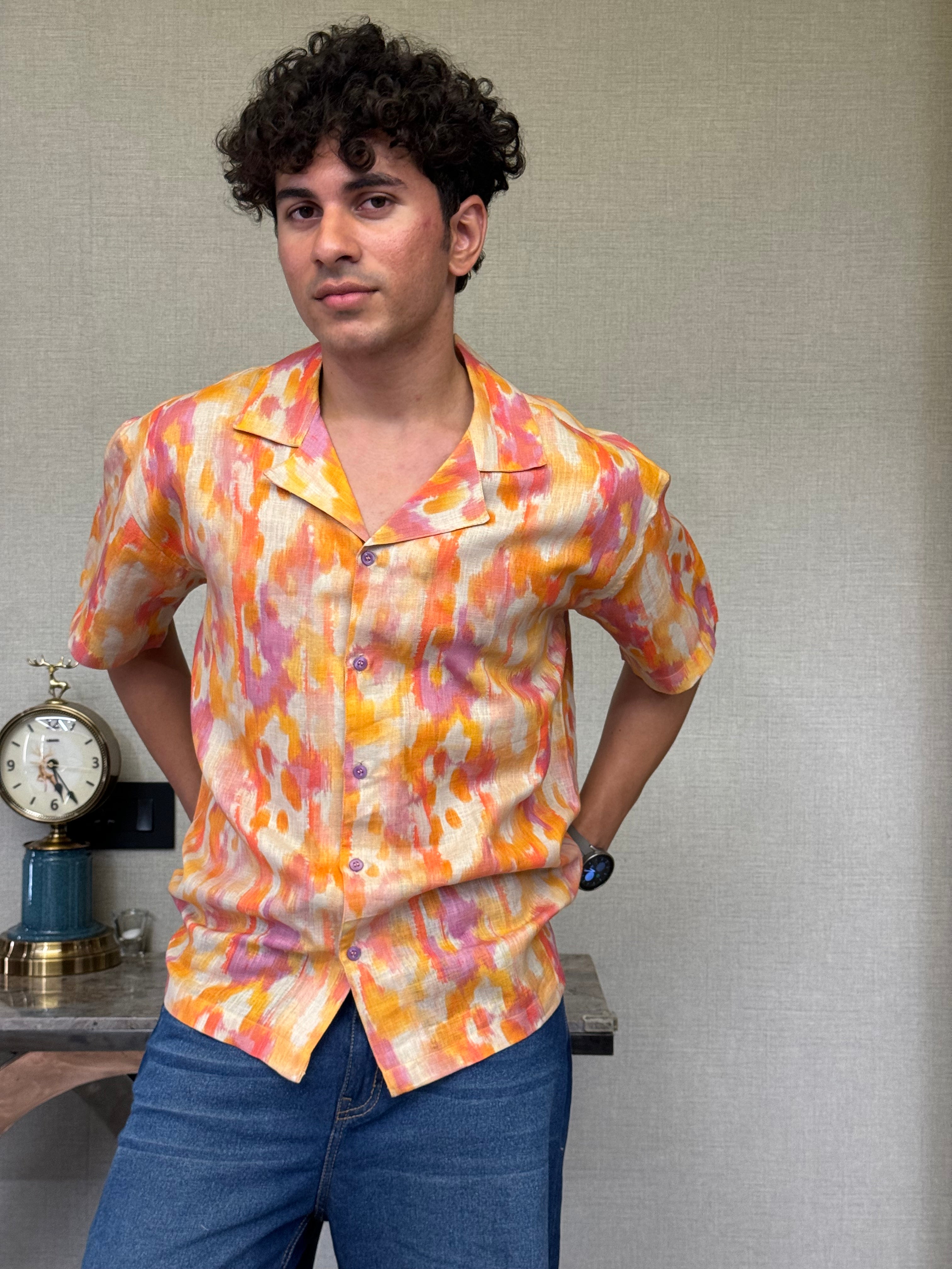 EKAT ABSTRACT ORANGE OVERSIZED SHIRT