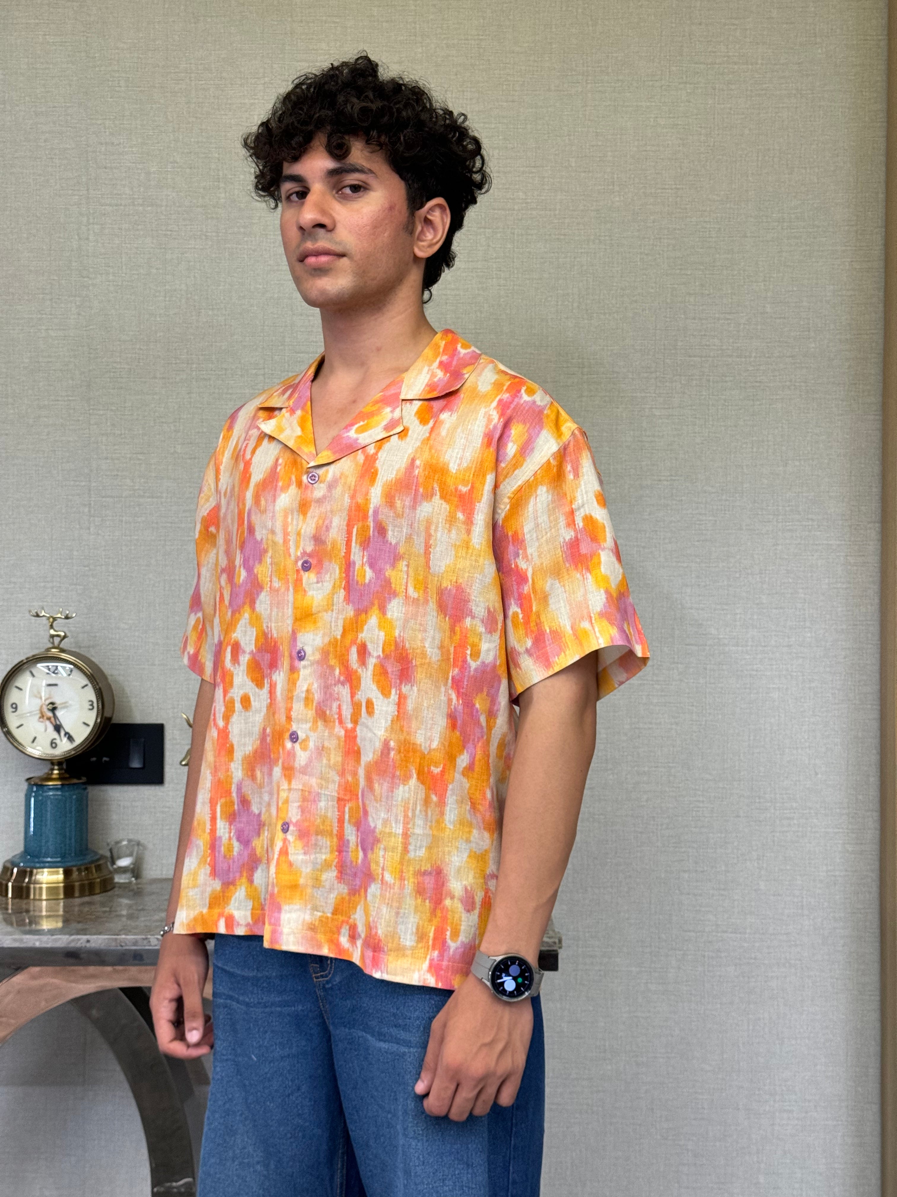EKAT ABSTRACT ORANGE OVERSIZED SHIRT