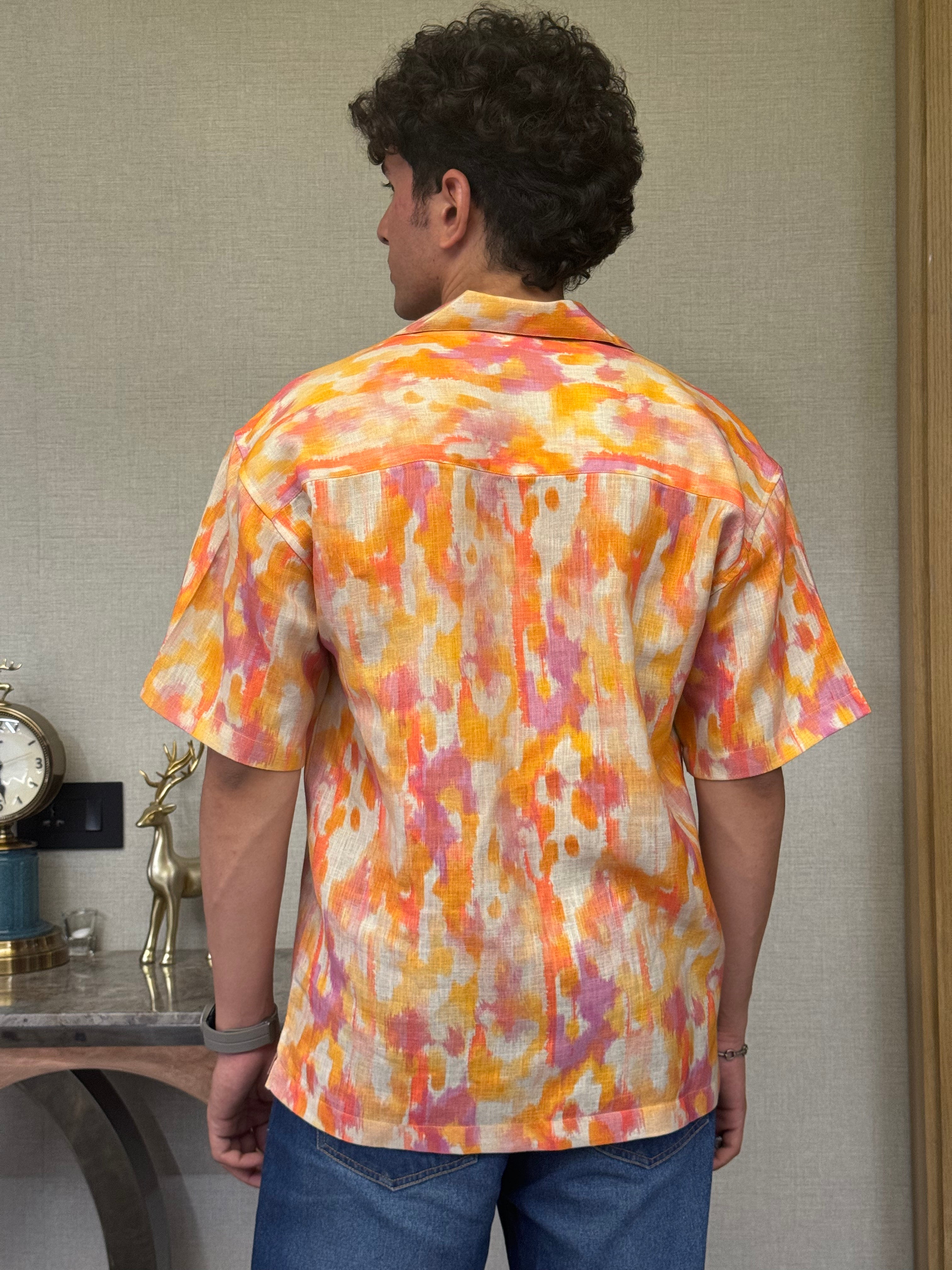 EKAT ABSTRACT ORANGE OVERSIZED SHIRT