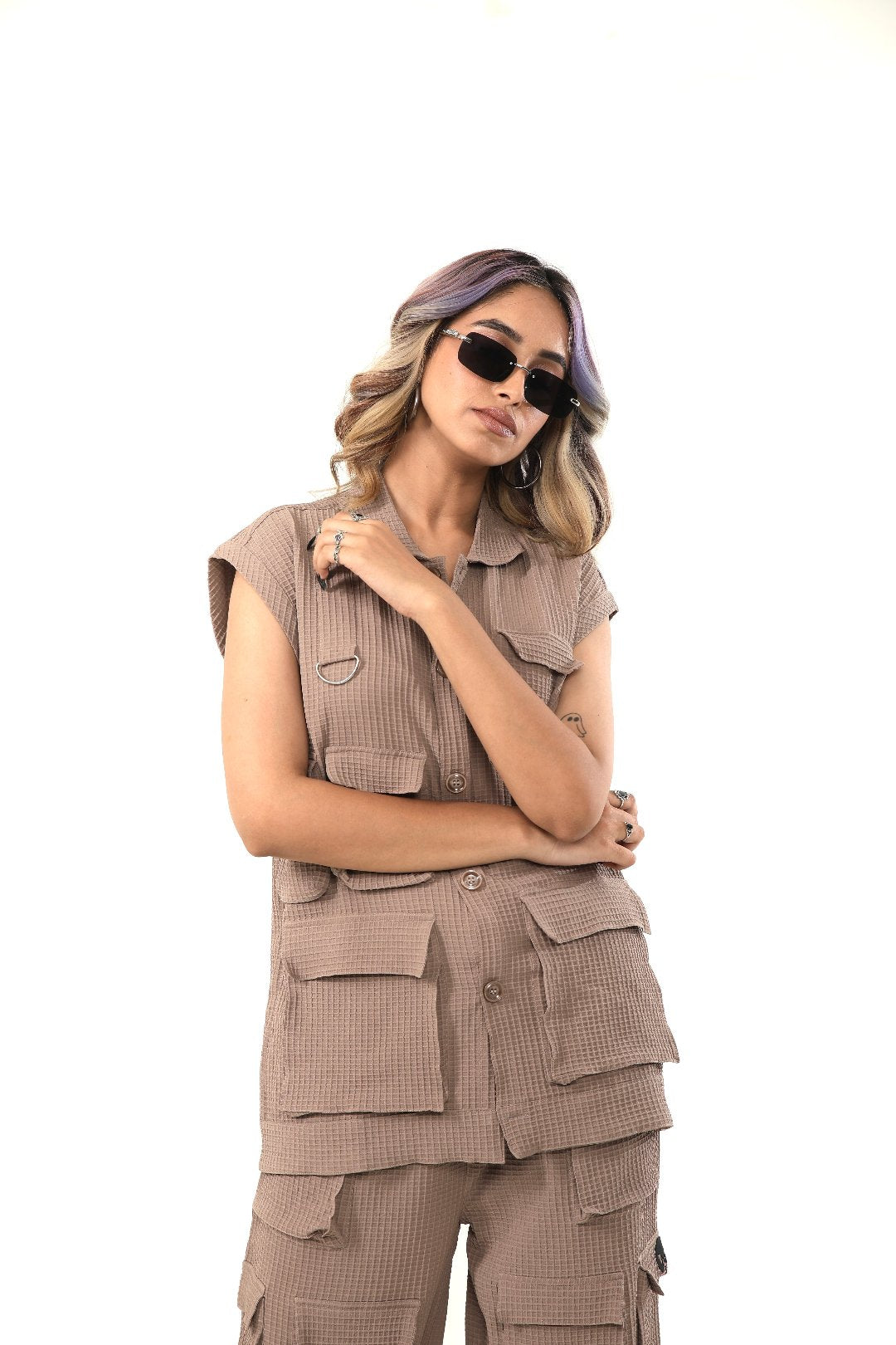 MULTI UTILITARIAN UNISEX SHIRT BROWN