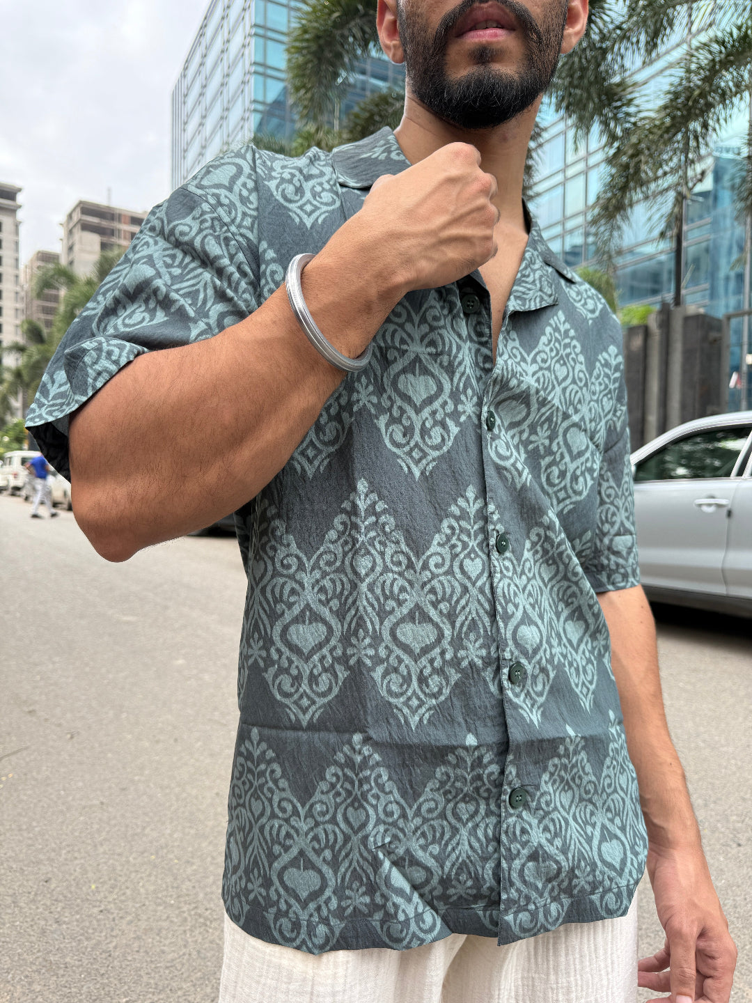 GREEN HERITAGE PRINT SHIRT