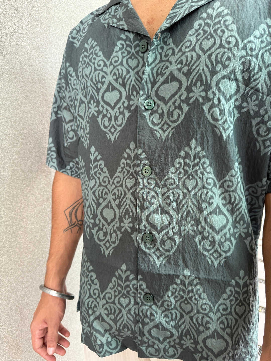 GREEN HERITAGE PRINT SHIRT
