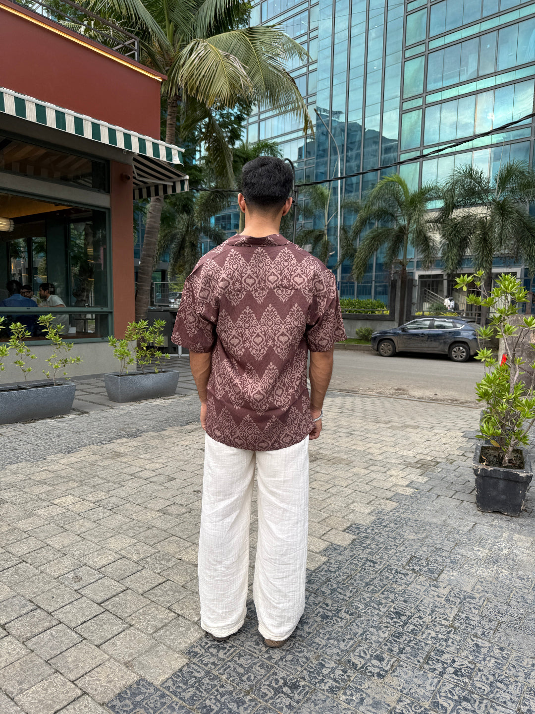 BROWN HERITAGE PRINT SHIRT