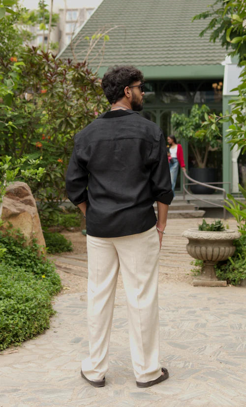 LINEN OVERSIZED COFFEE UNISEX SHIRT