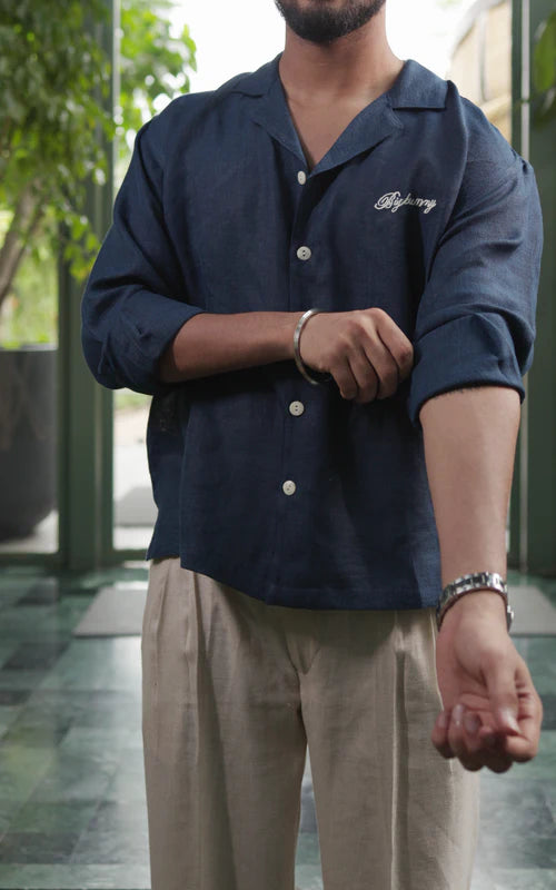 LINEN OVERSIZED SKY BLUE UNISEX SHIRT