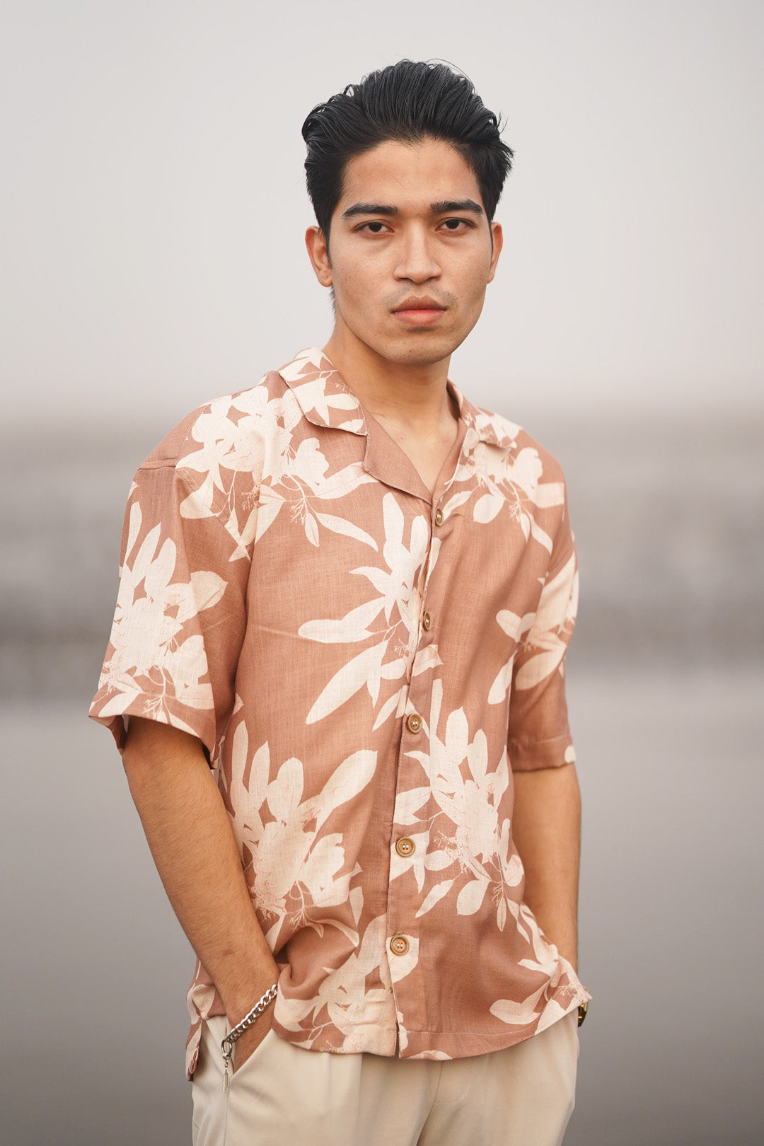 FLORAL LINEN BLEND SHIRT