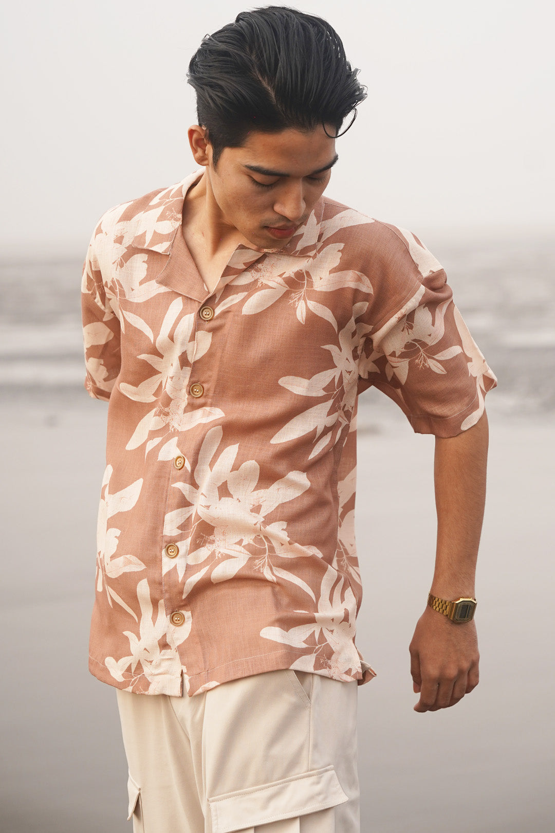 FLORAL LINEN BLEND SHIRT