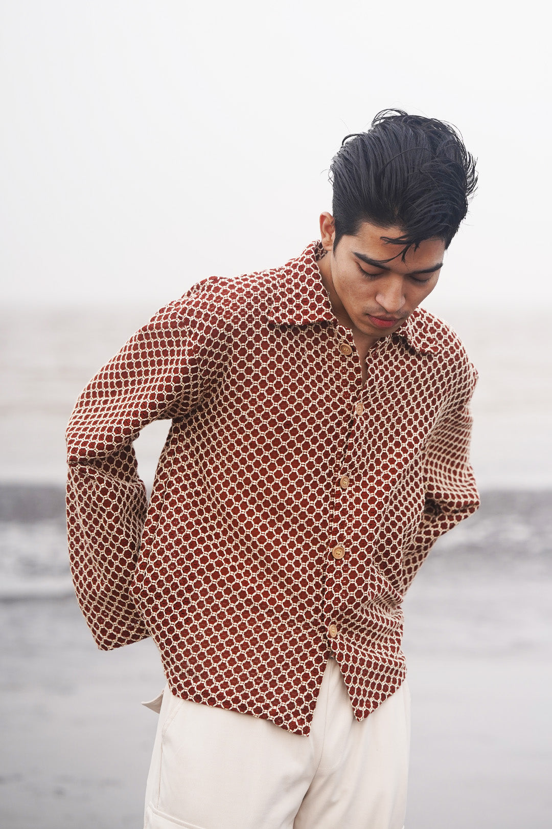 CLARET RUST CROCHET JACKET