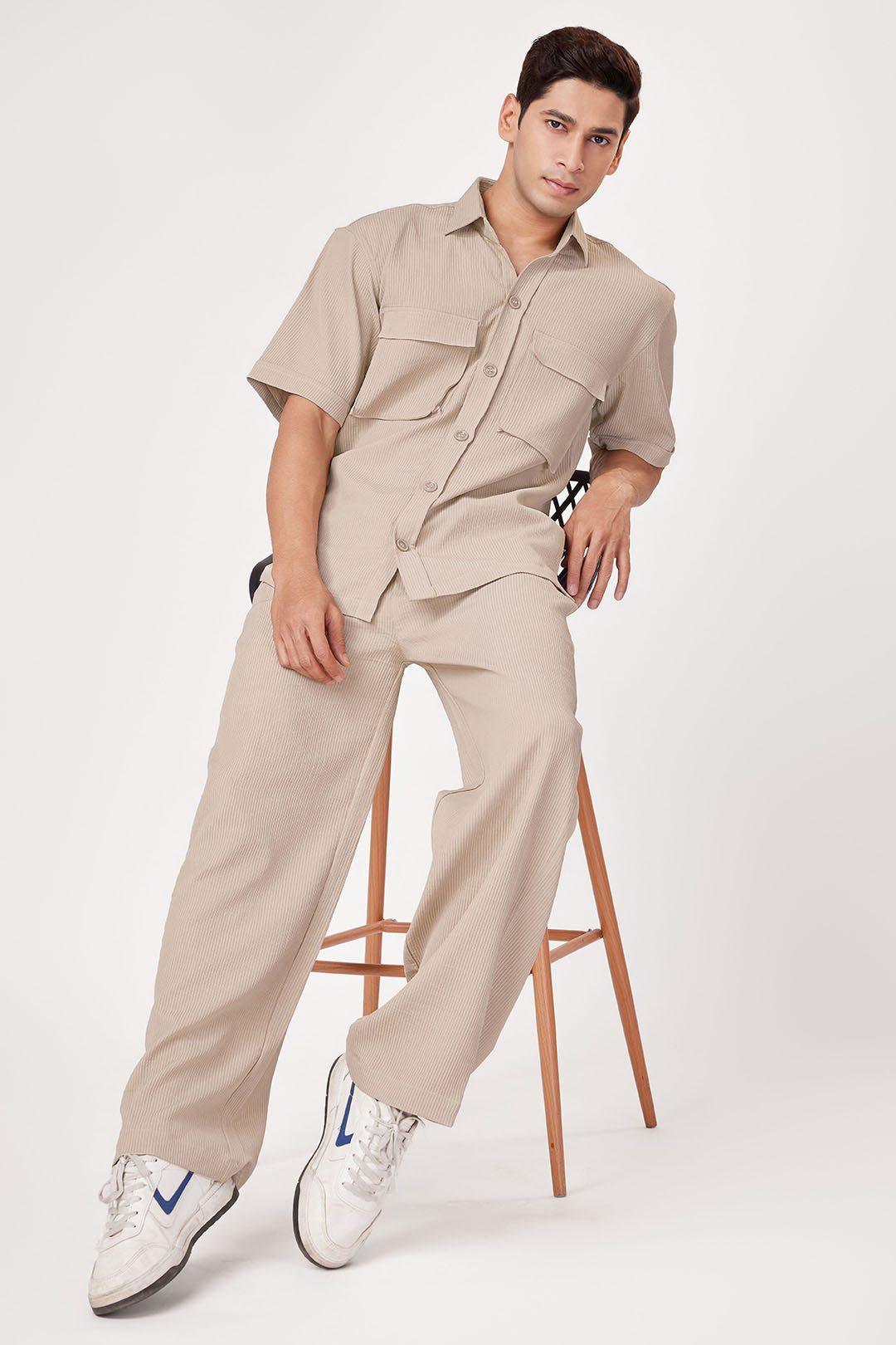 DOUBLE POCKET UTILITY BEIGE CO-ORD SET