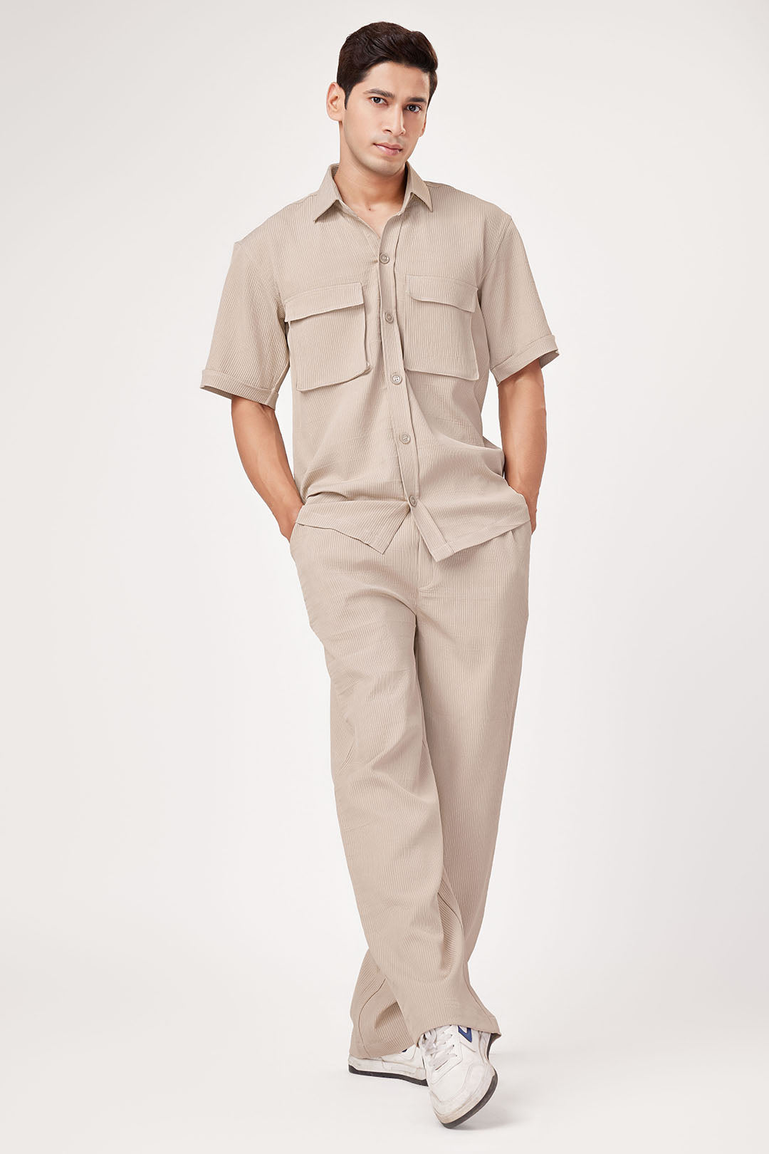 DOUBLE POCKET UTILITY BEIGE CO-ORD SET