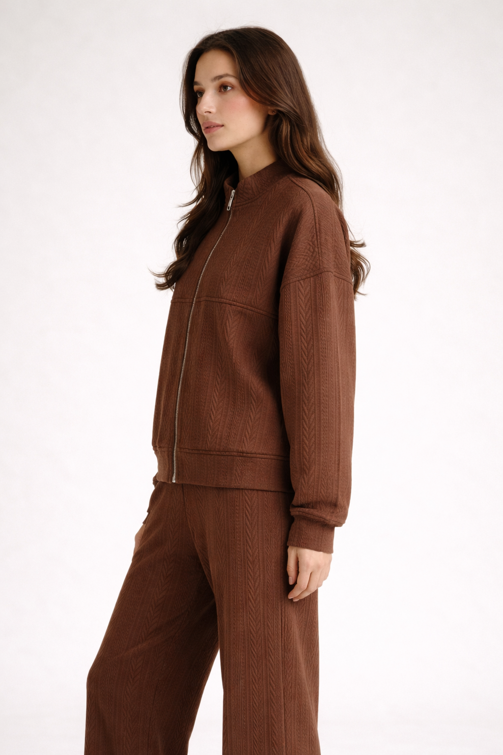 Jacquard knit CREW NECK JACKET