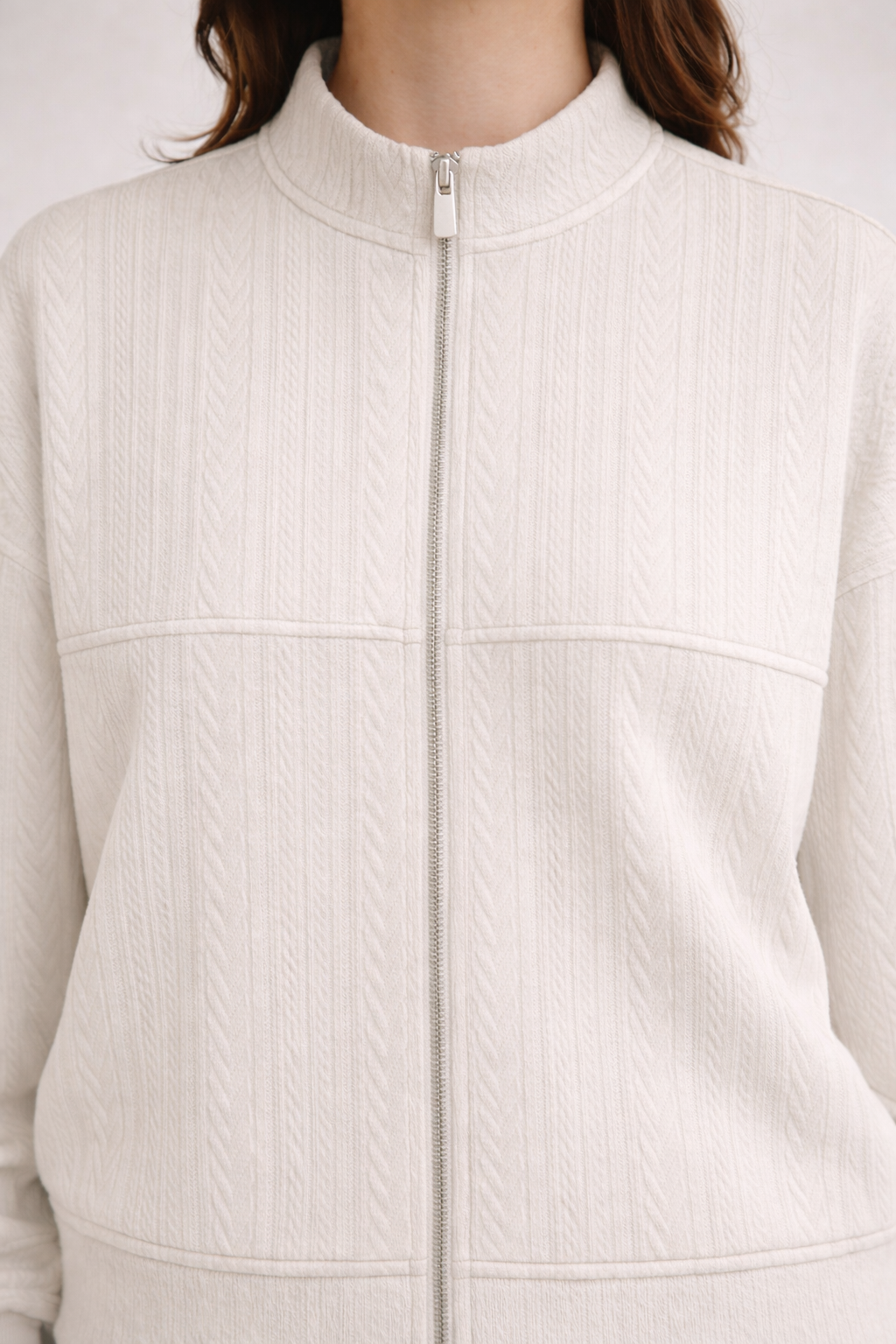 Jacquard knit CREW NECK JACKET