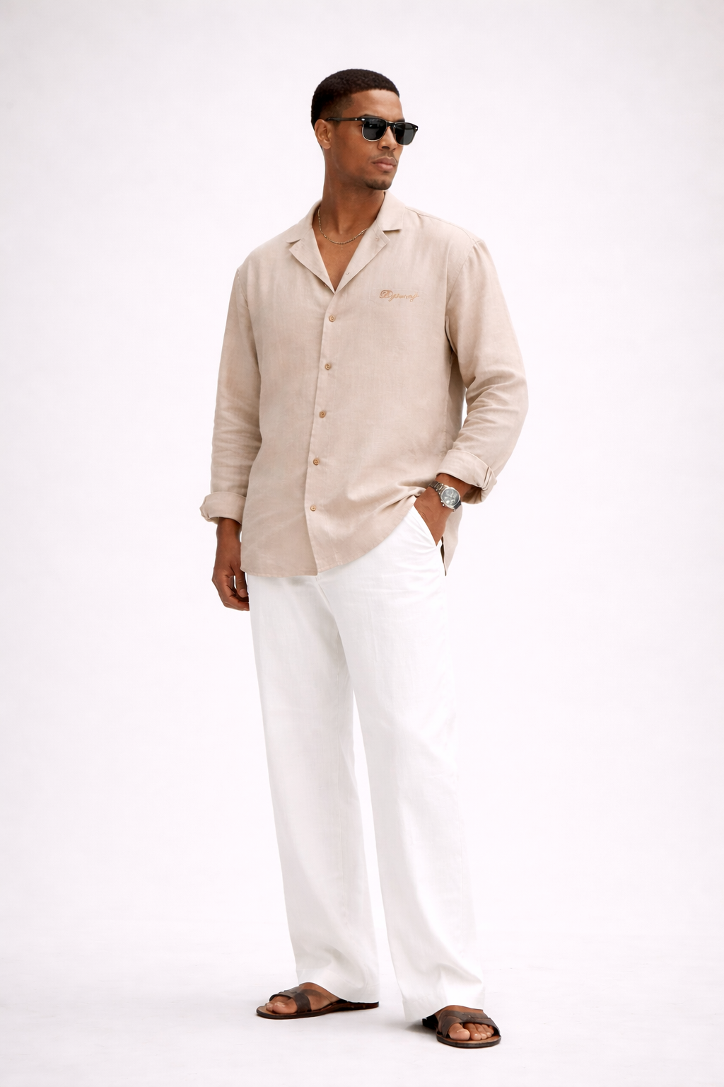 LINEN OVERSIZED BEIGE UNISEX SHIRT
