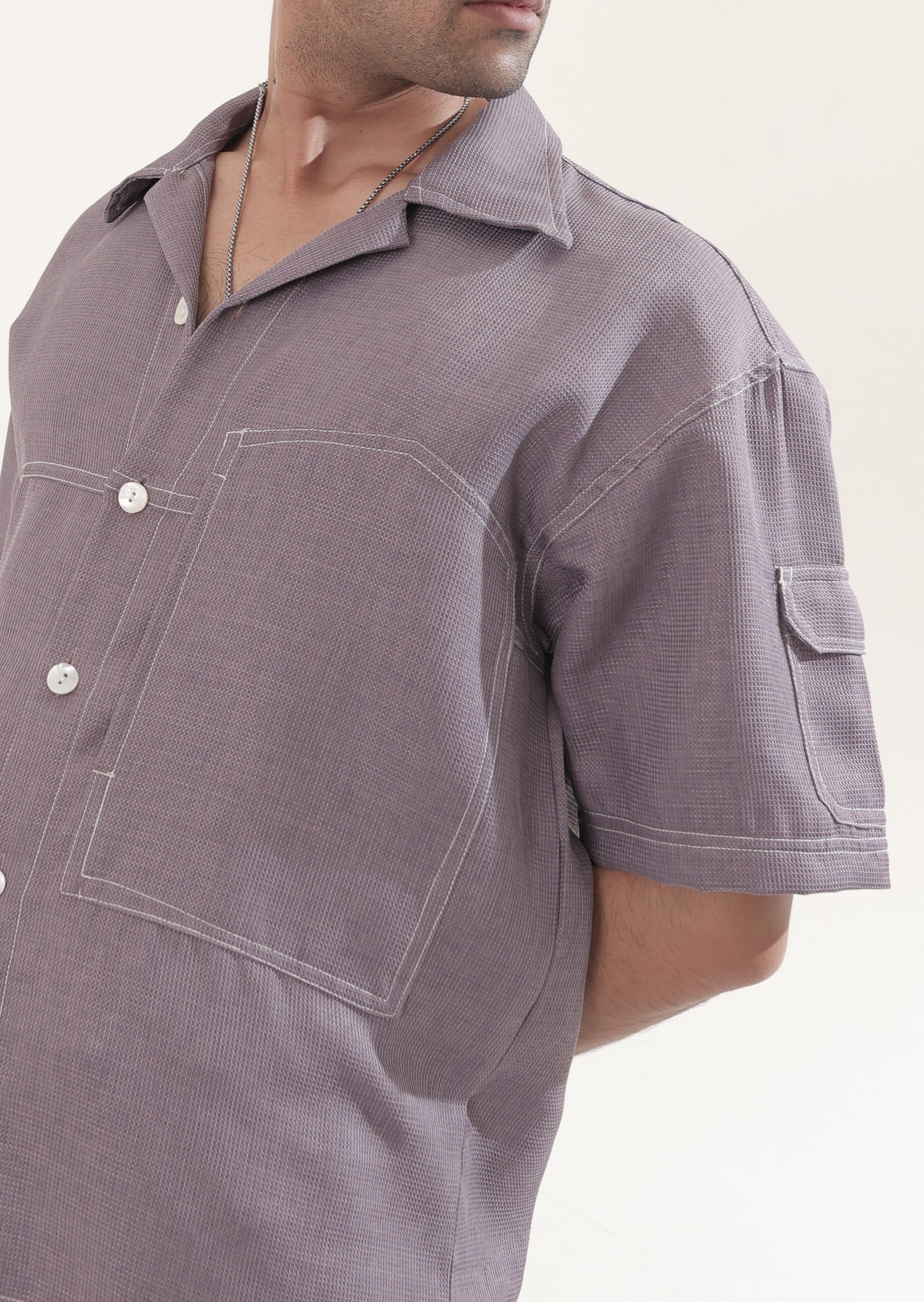 DUST PURPLE DENIM STITCH SHIRT