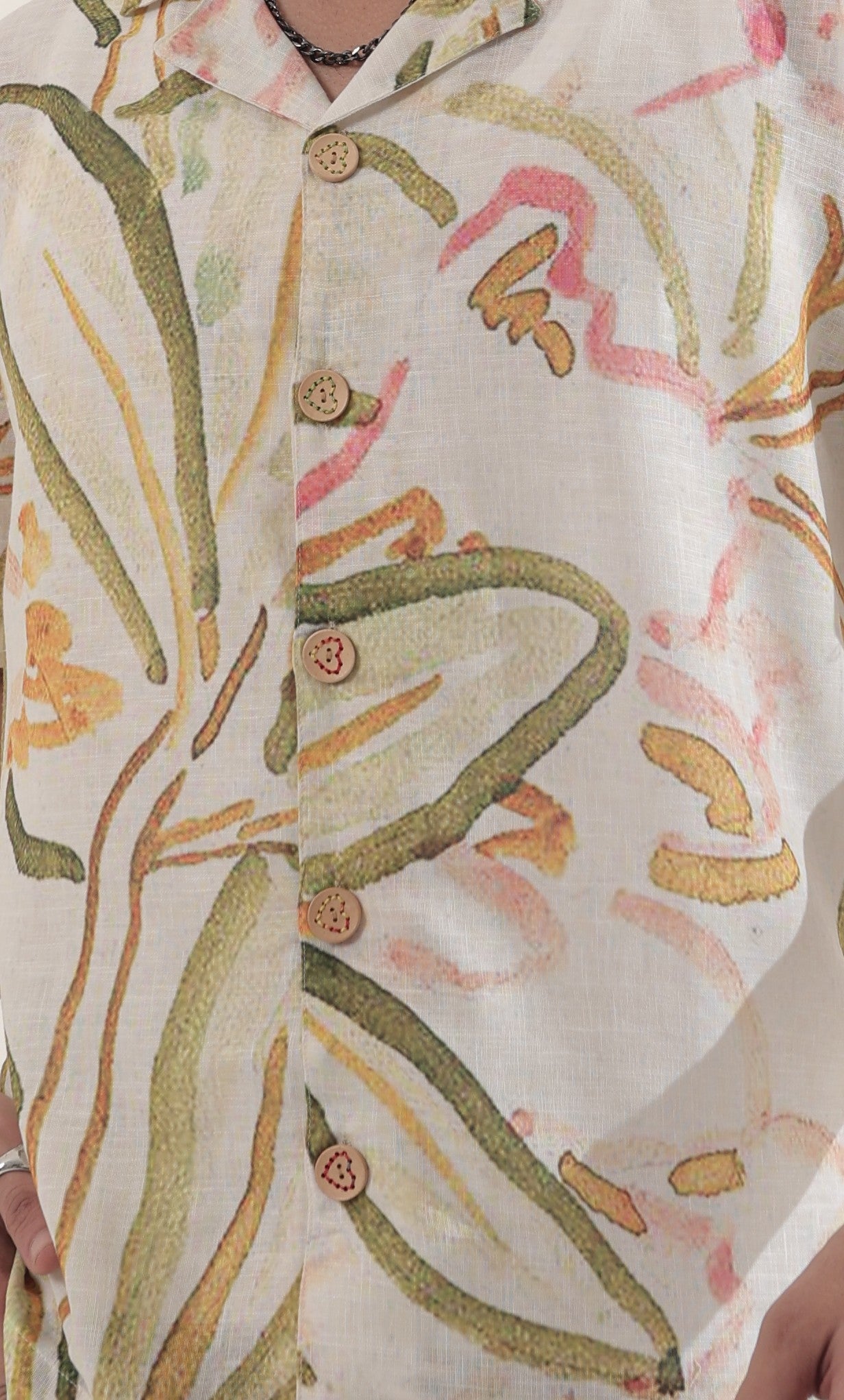 ABSTRACT FLORAL LINEN OVERSIZED SHIRT