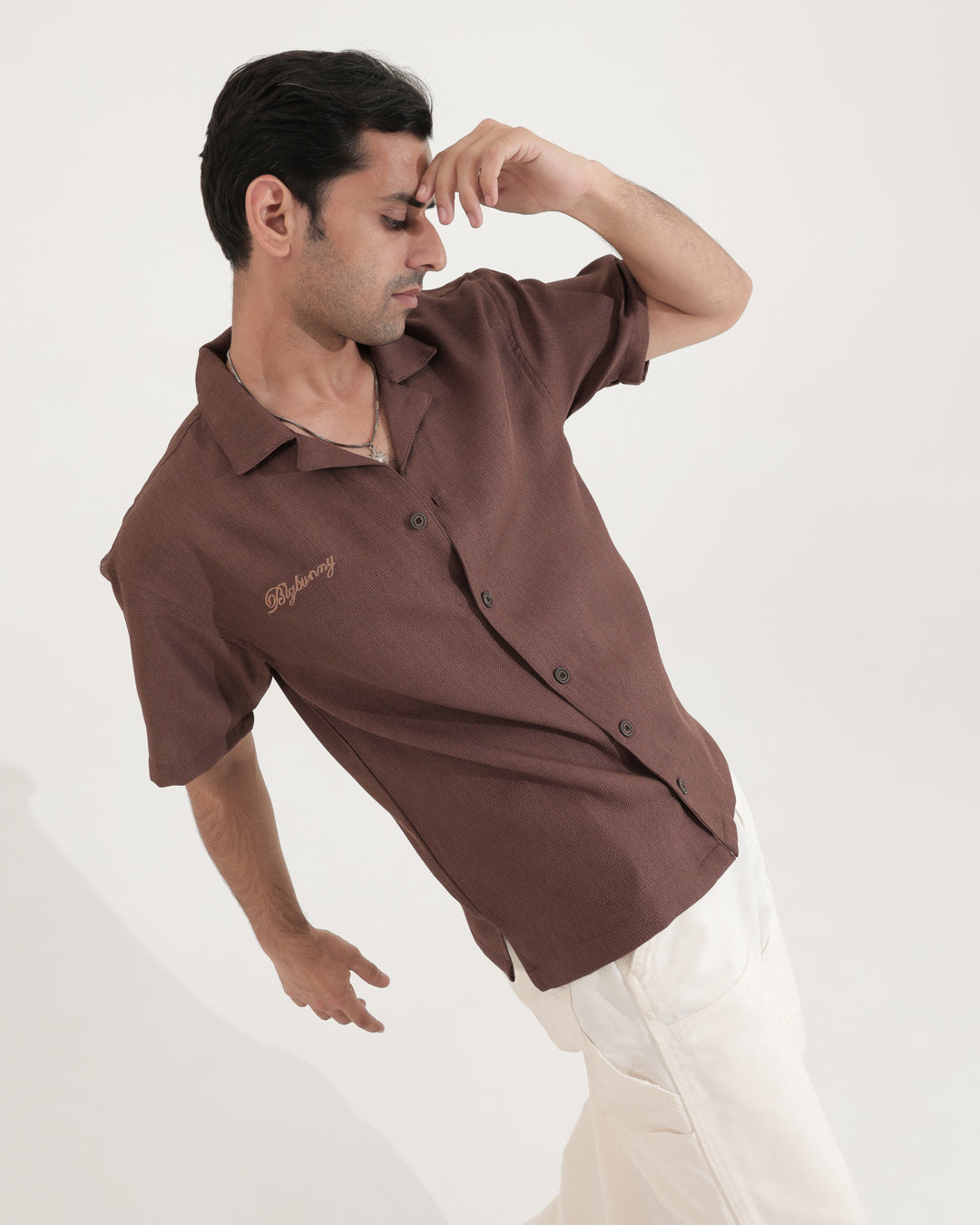 BROWN POT EMBROIDERY SHIRT