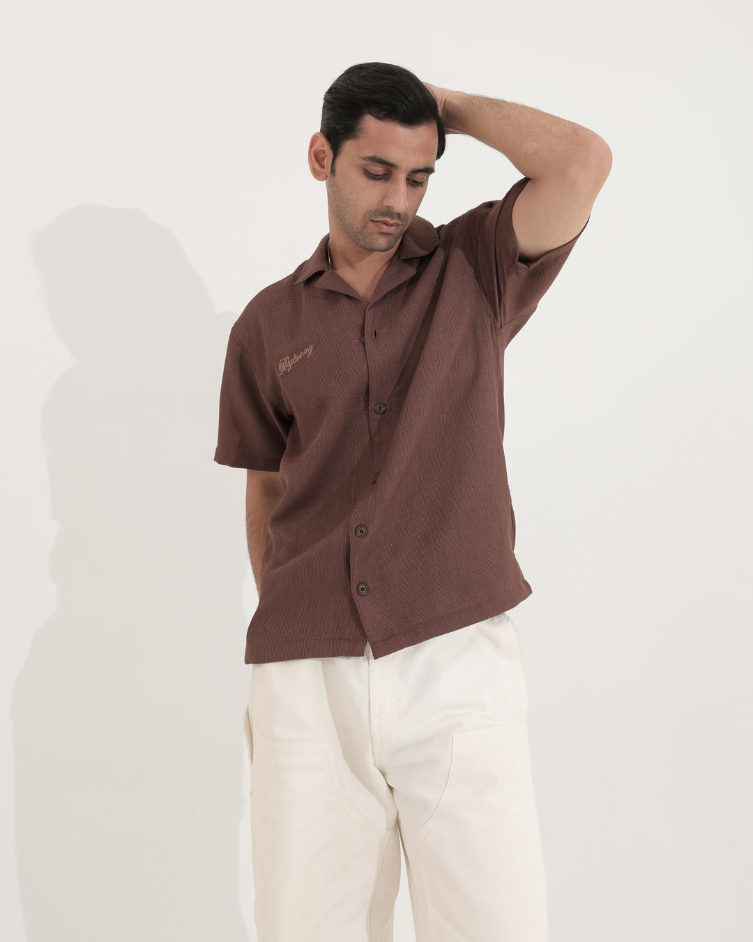 BROWN POT EMBROIDERY SHIRT