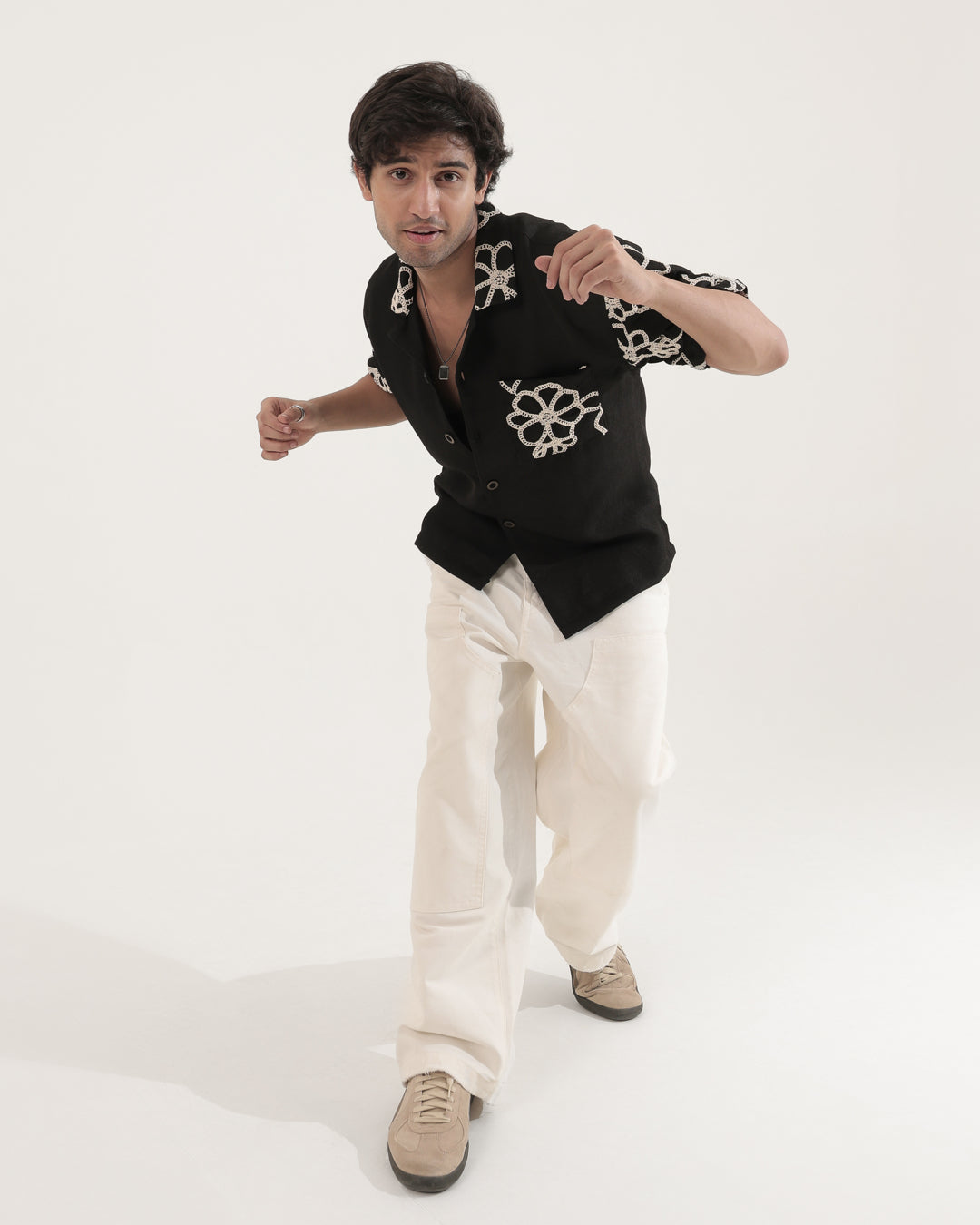 FLOWER BLACK EMBROIDERED SHIRT