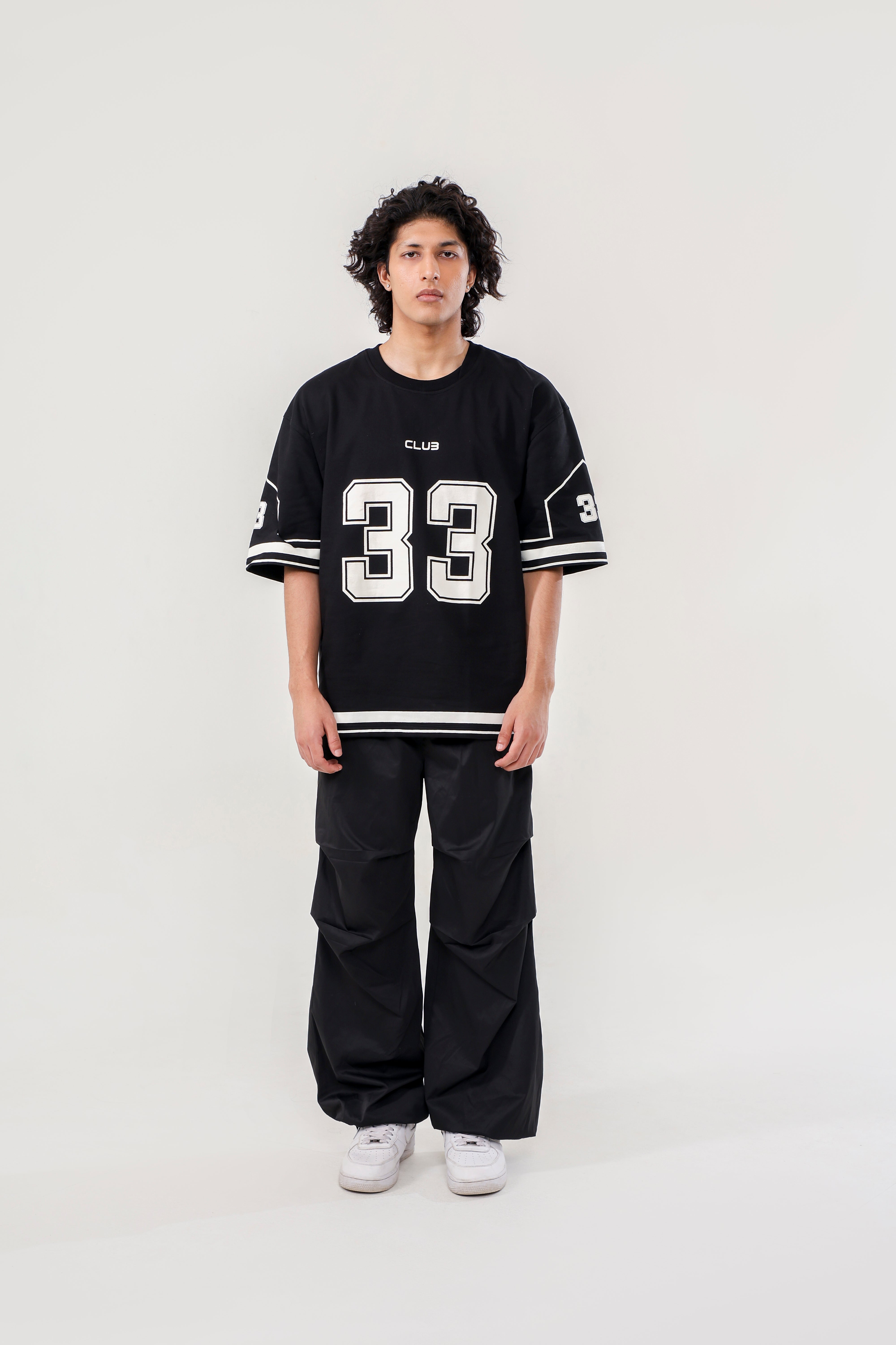 JERSEY NO: 33 UNISEX OVERSIZED T SHIRT BLACK