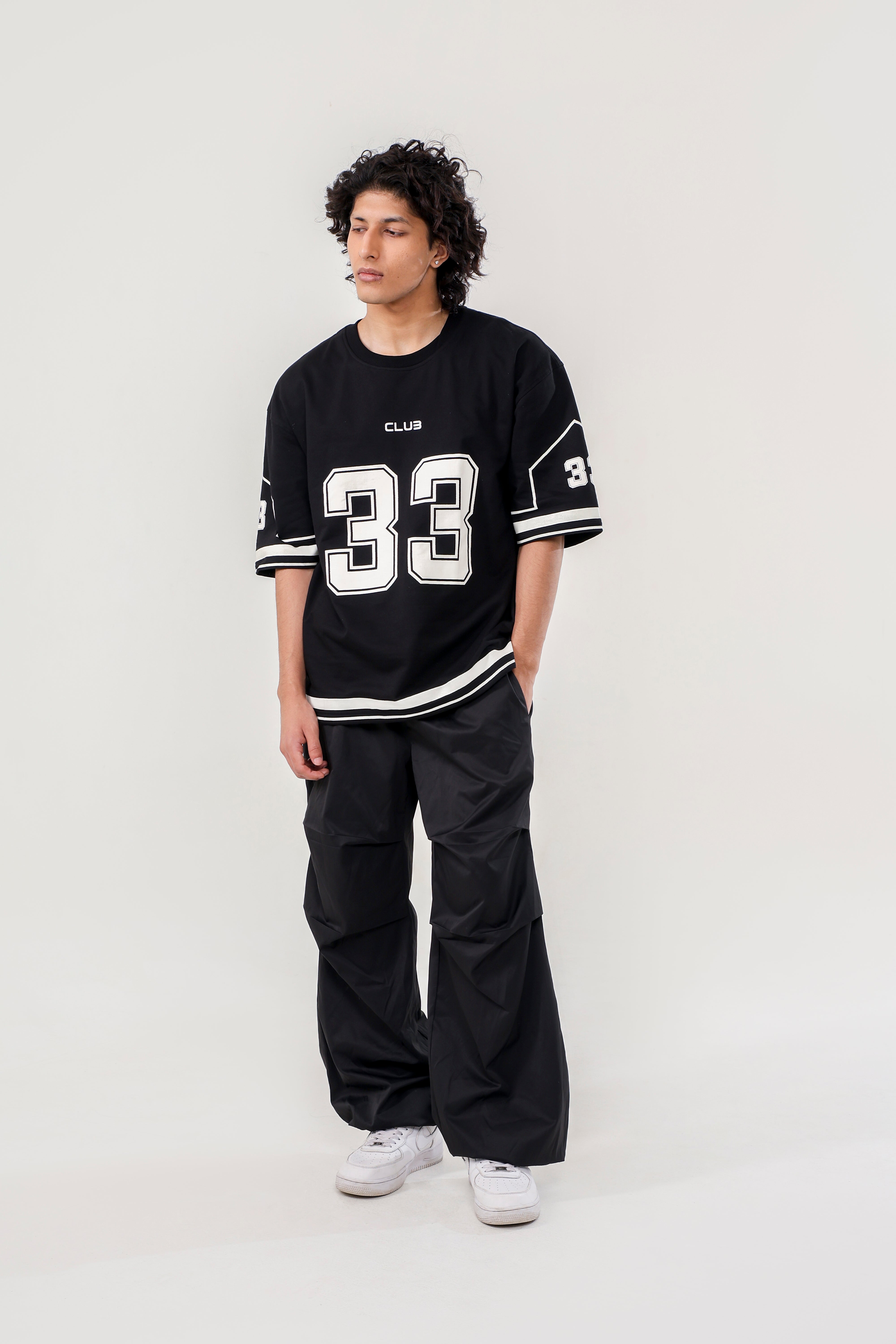 JERSEY NO: 33 UNISEX OVERSIZED T SHIRT BLACK