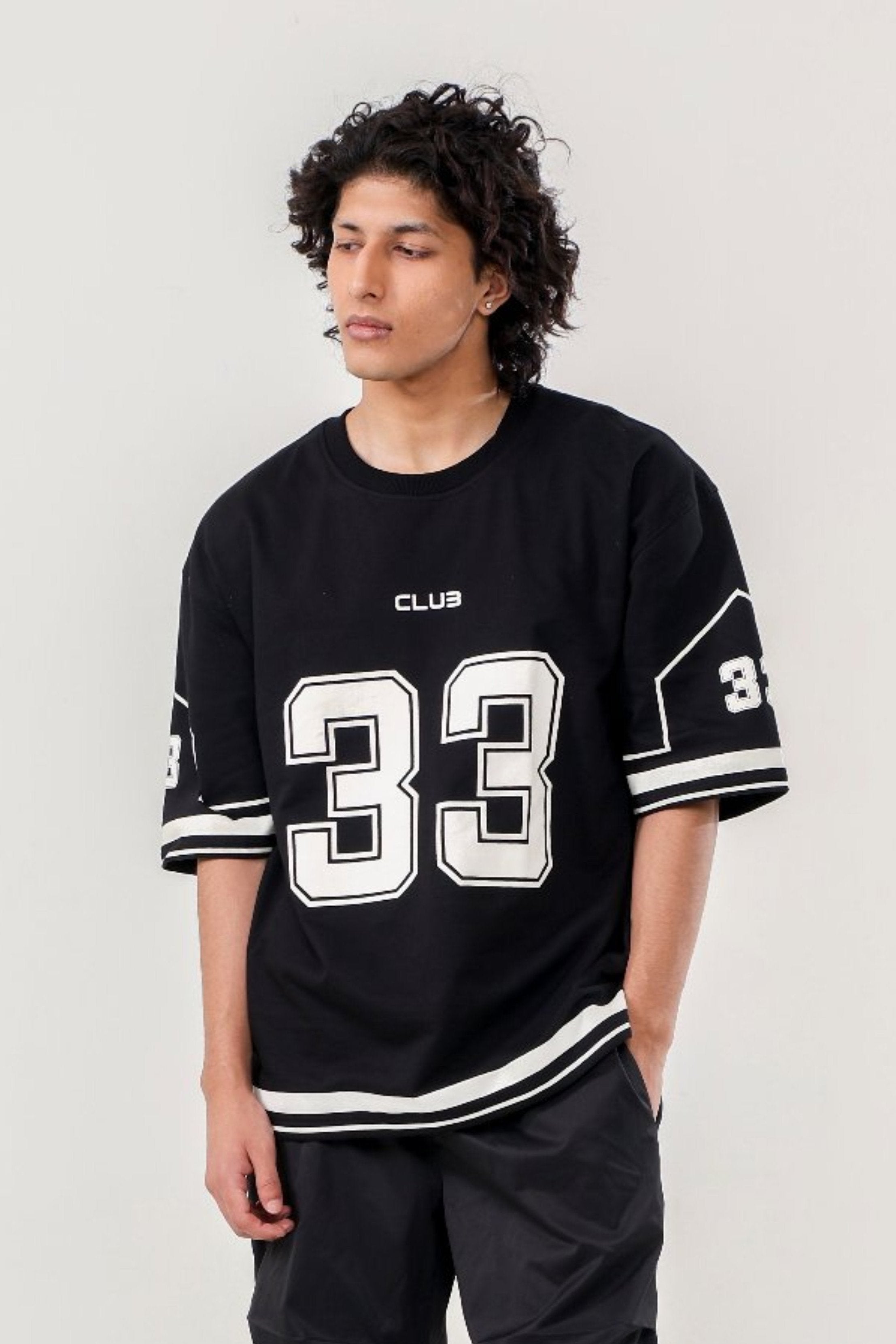 JERSEY NO: 33 UNISEX OVERSIZED T SHIRT BLACK