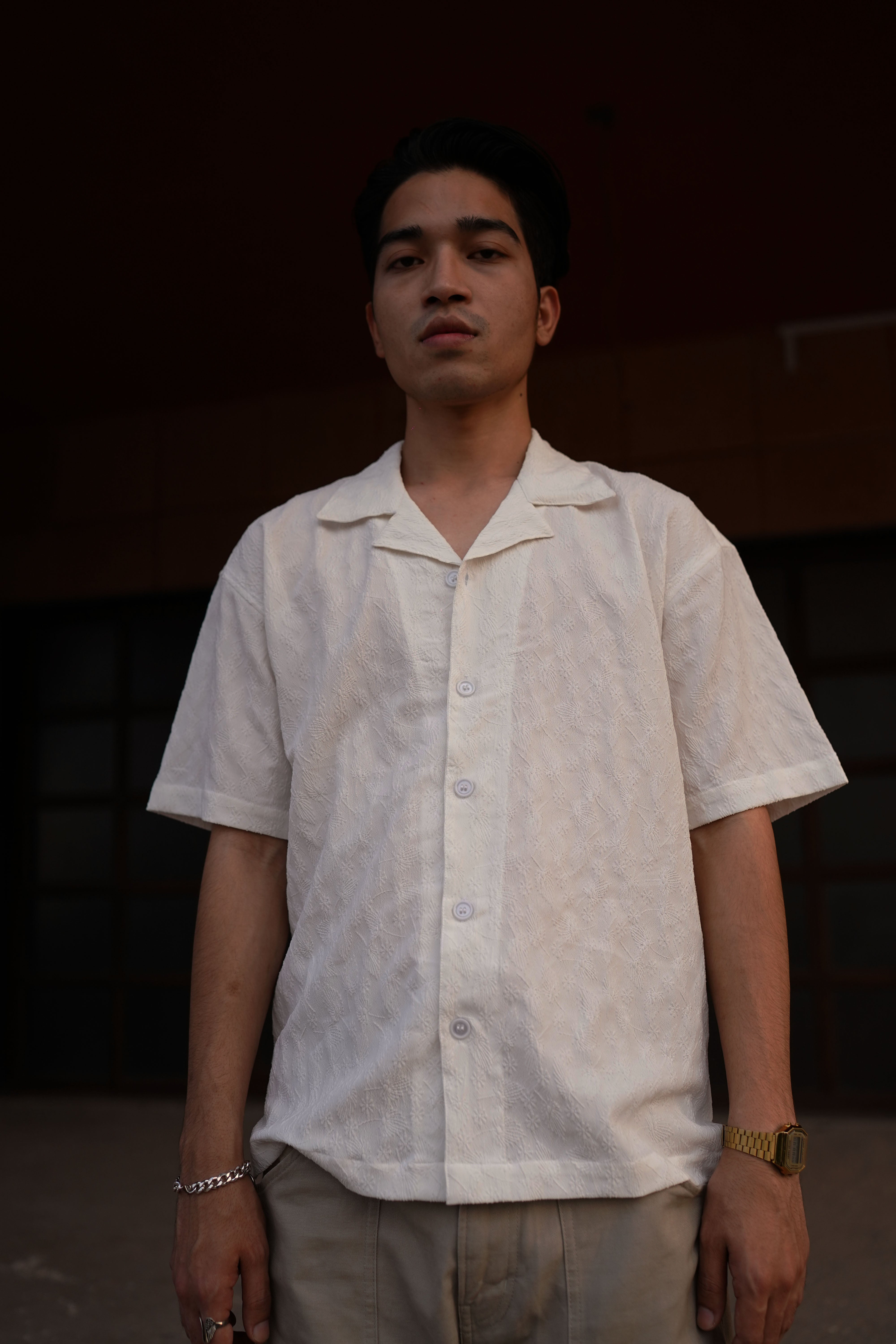 TROPICAL TEXTURED SHIRT (WHITE)