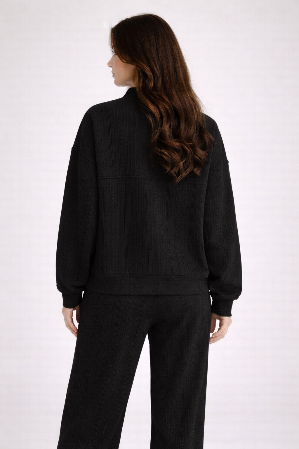 Jacquard knit CREW NECK JACKET