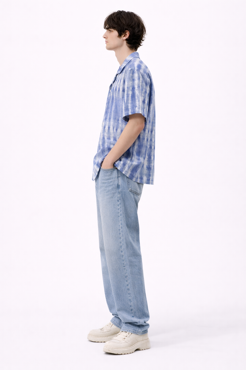 Blue Tie-Dye Casual Shirt