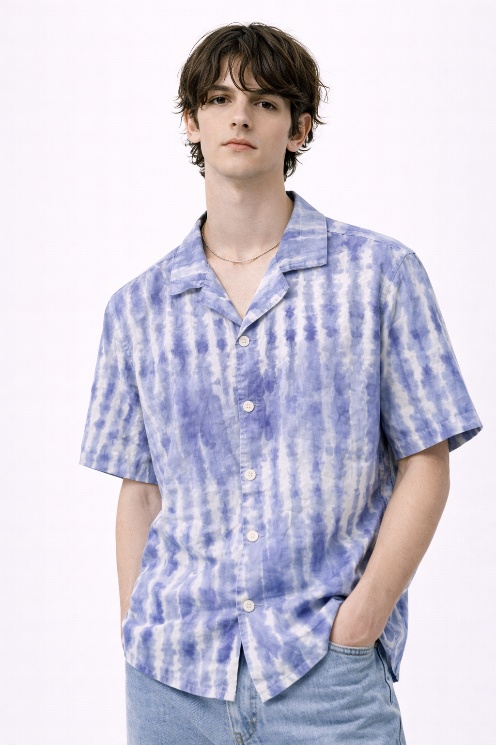 Blue Tie-Dye Casual Shirt