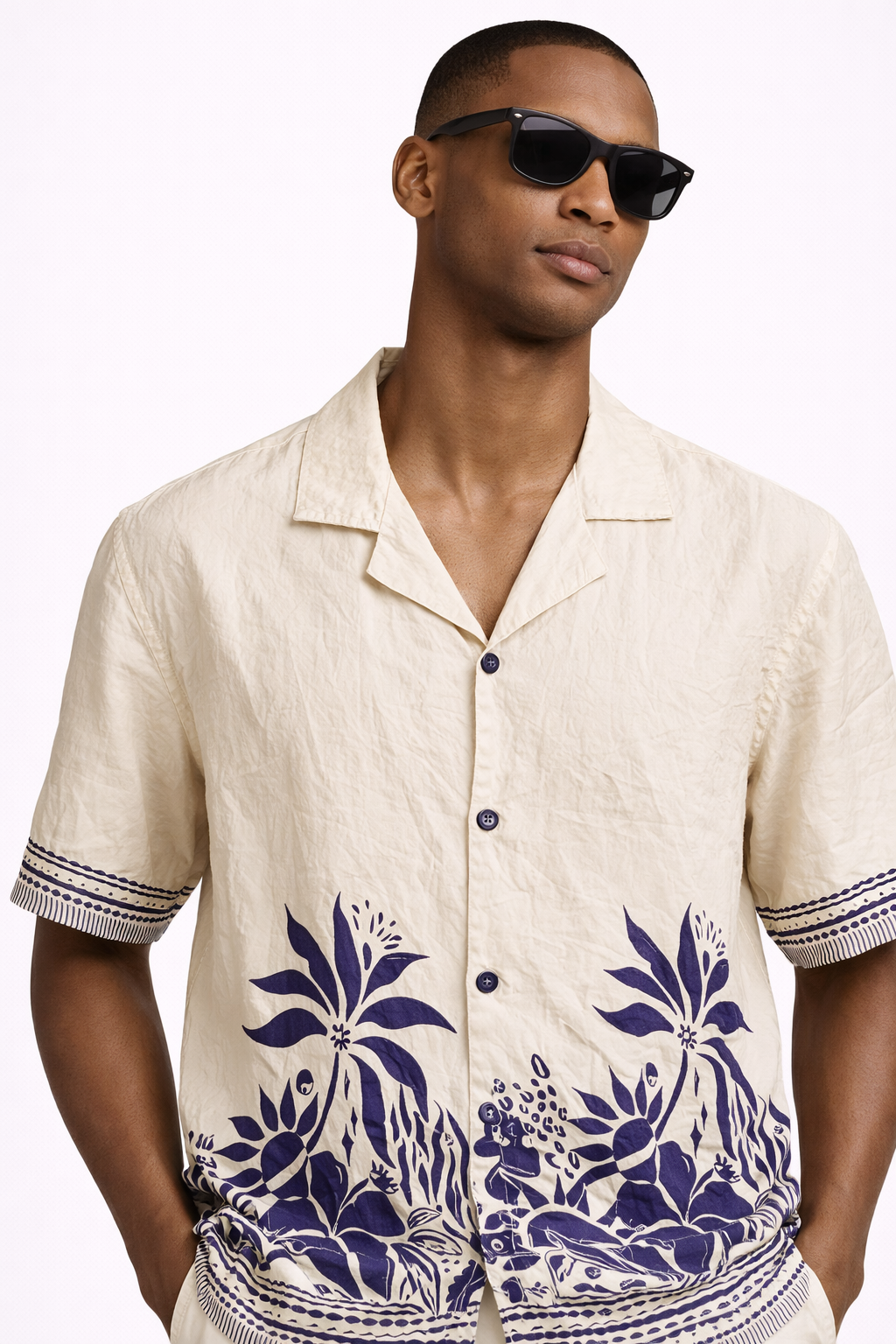 Navy Leaf crush effect Shirt