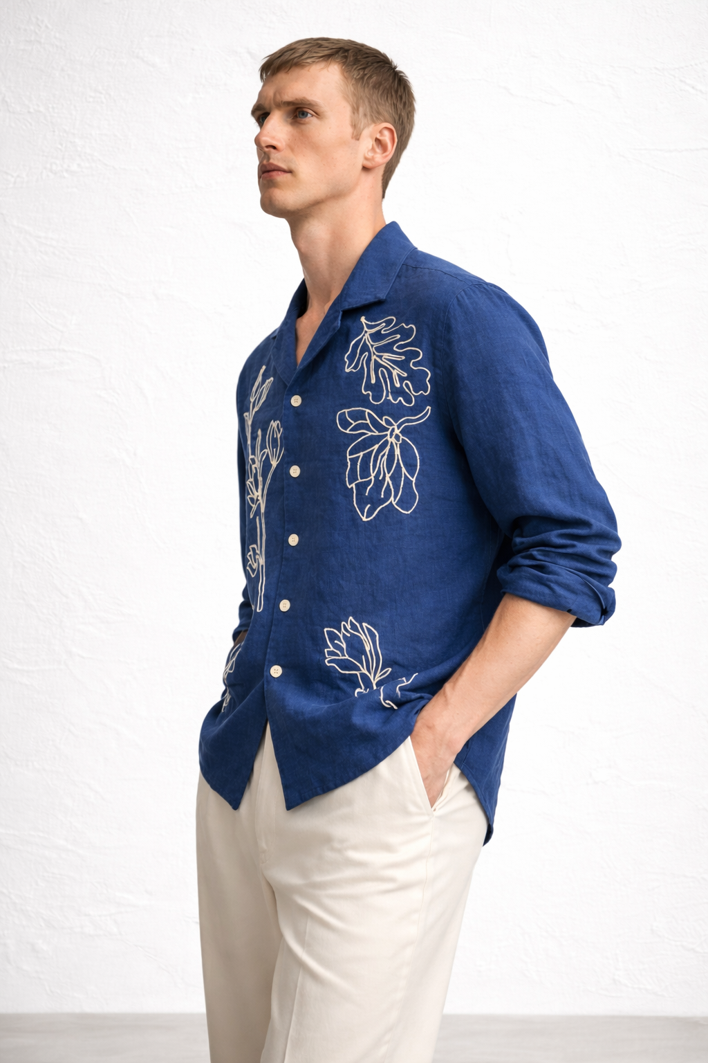EBONY FLOWER SHIRT BLUE