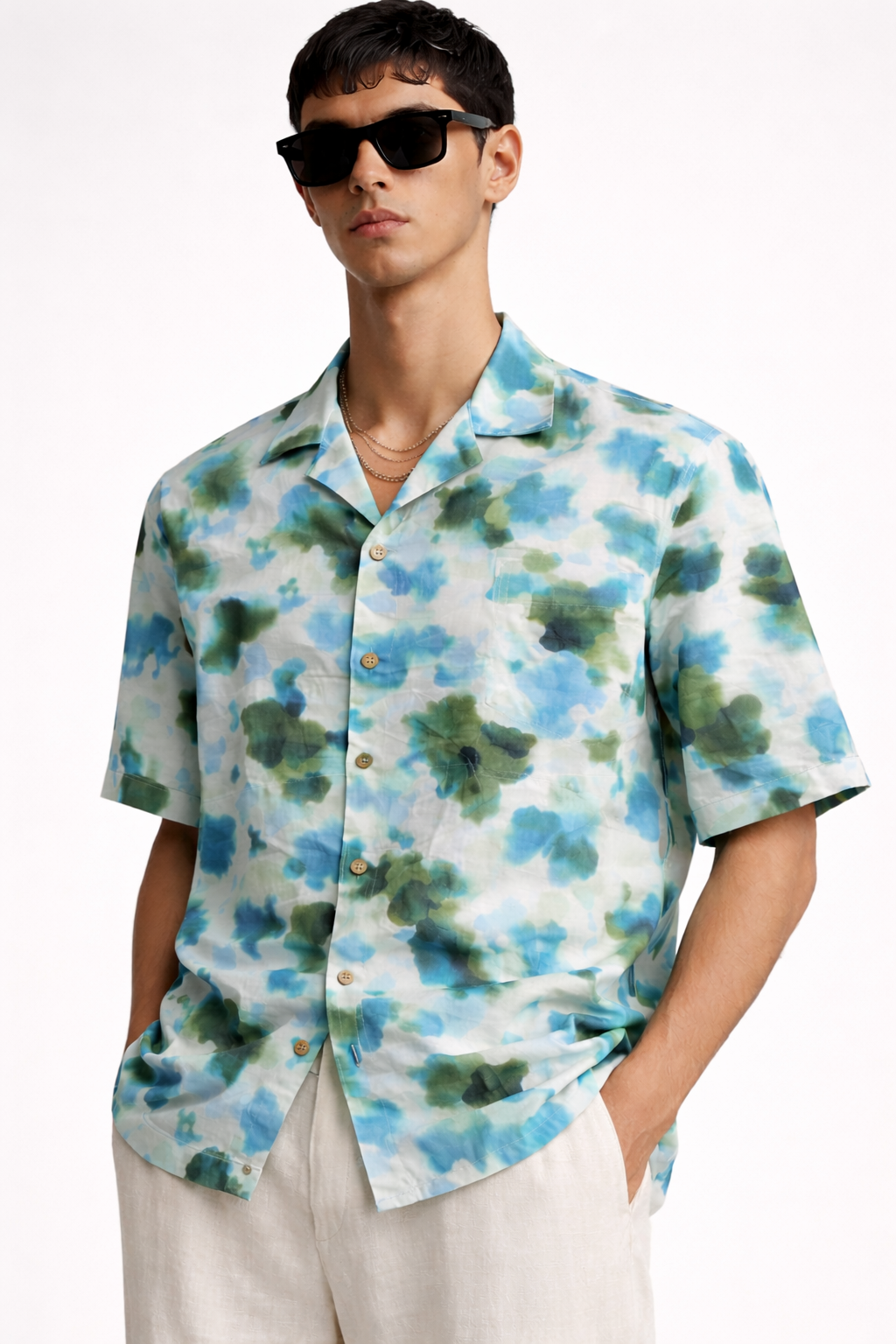 BLUE GREEN FLORAL SHIRT