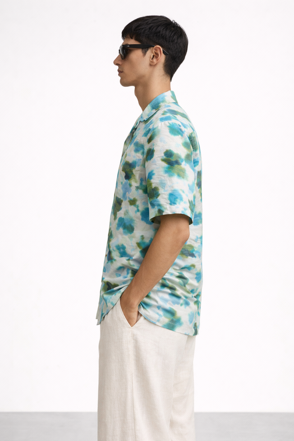 BLUE GREEN FLORAL SHIRT