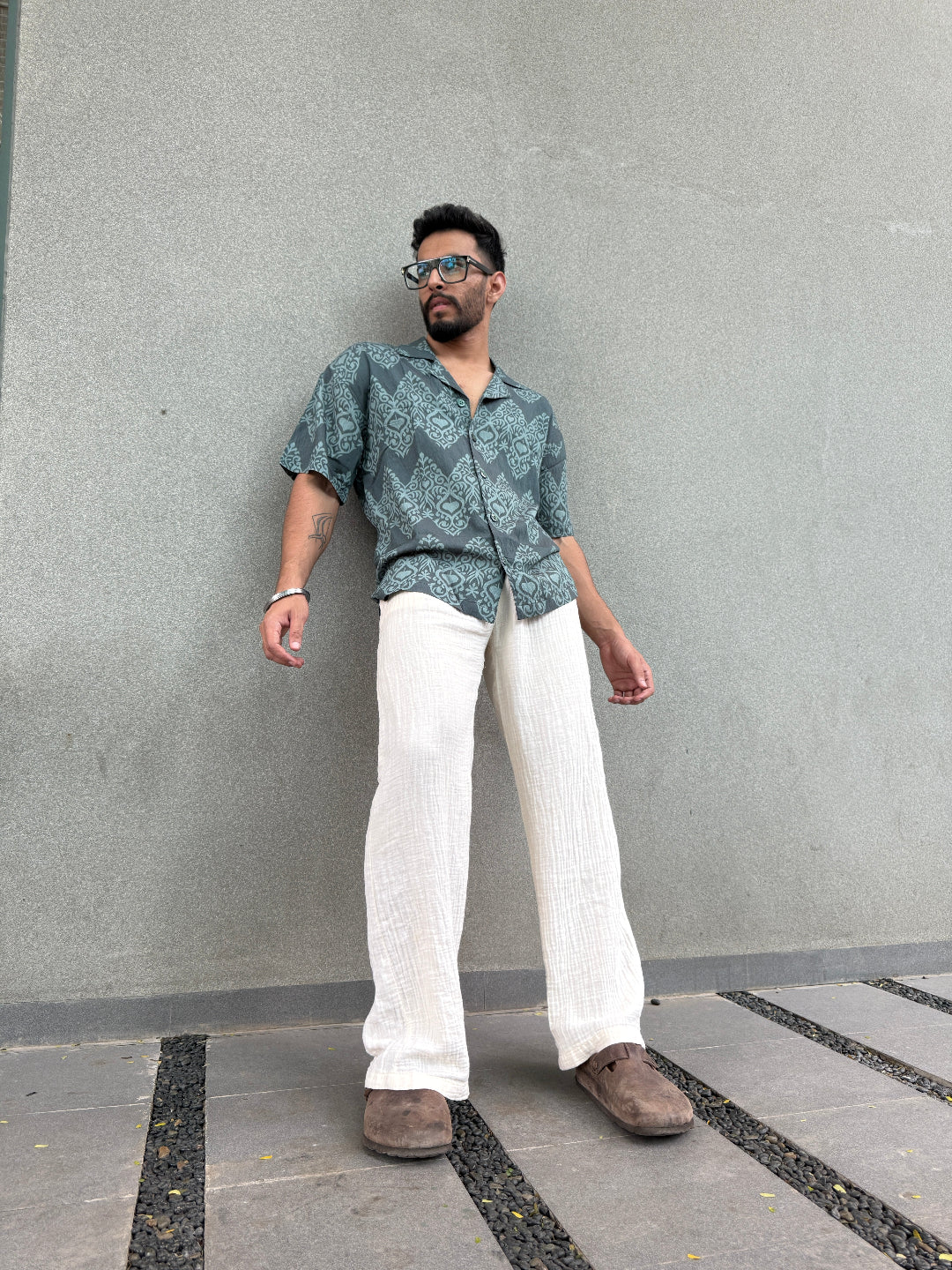 GREEN HERITAGE PRINT SHIRT