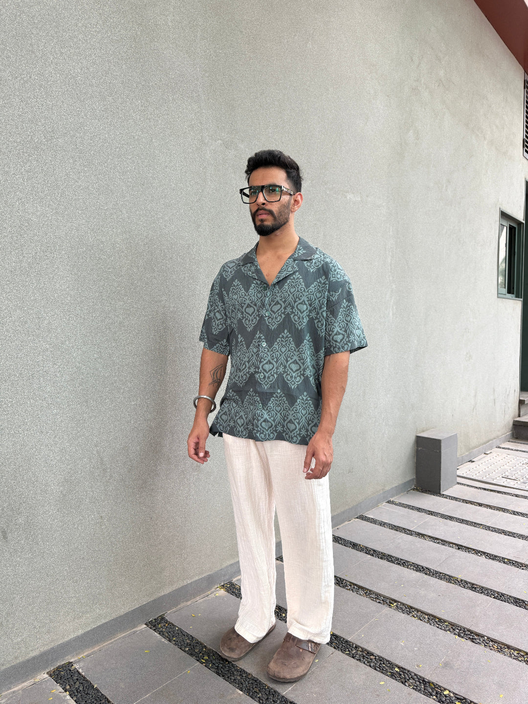 GREEN HERITAGE PRINT SHIRT