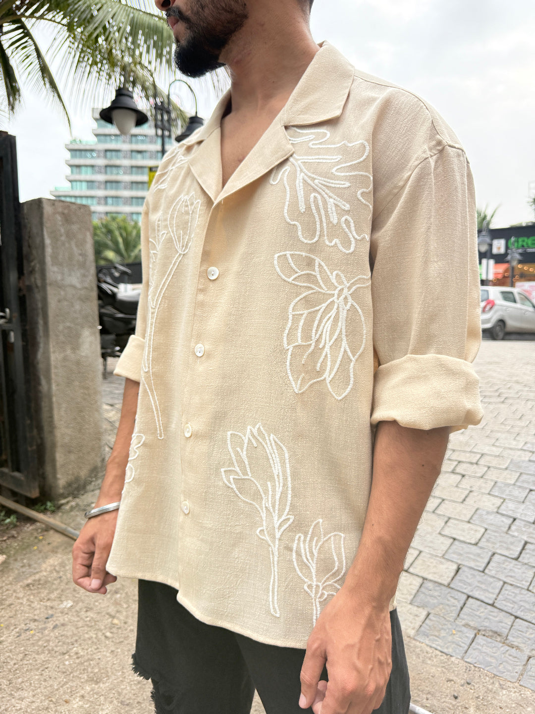EBONY FLOWER SHIRT BEIGE