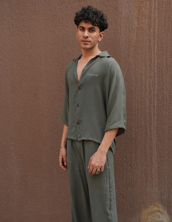 DOLMAN OLIVE TEXTURED CO-ORD SET NEW EDITION