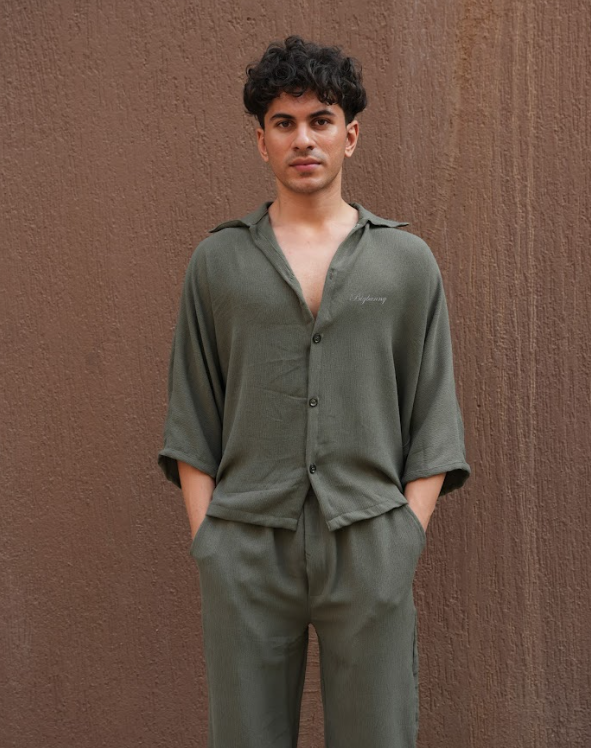 DOLMAN OLIVE TEXTURED CO-ORD SET NEW EDITION