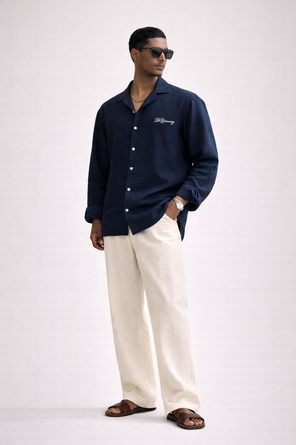 LINEN OVERSIZED COFFEE UNISEX SHIRT